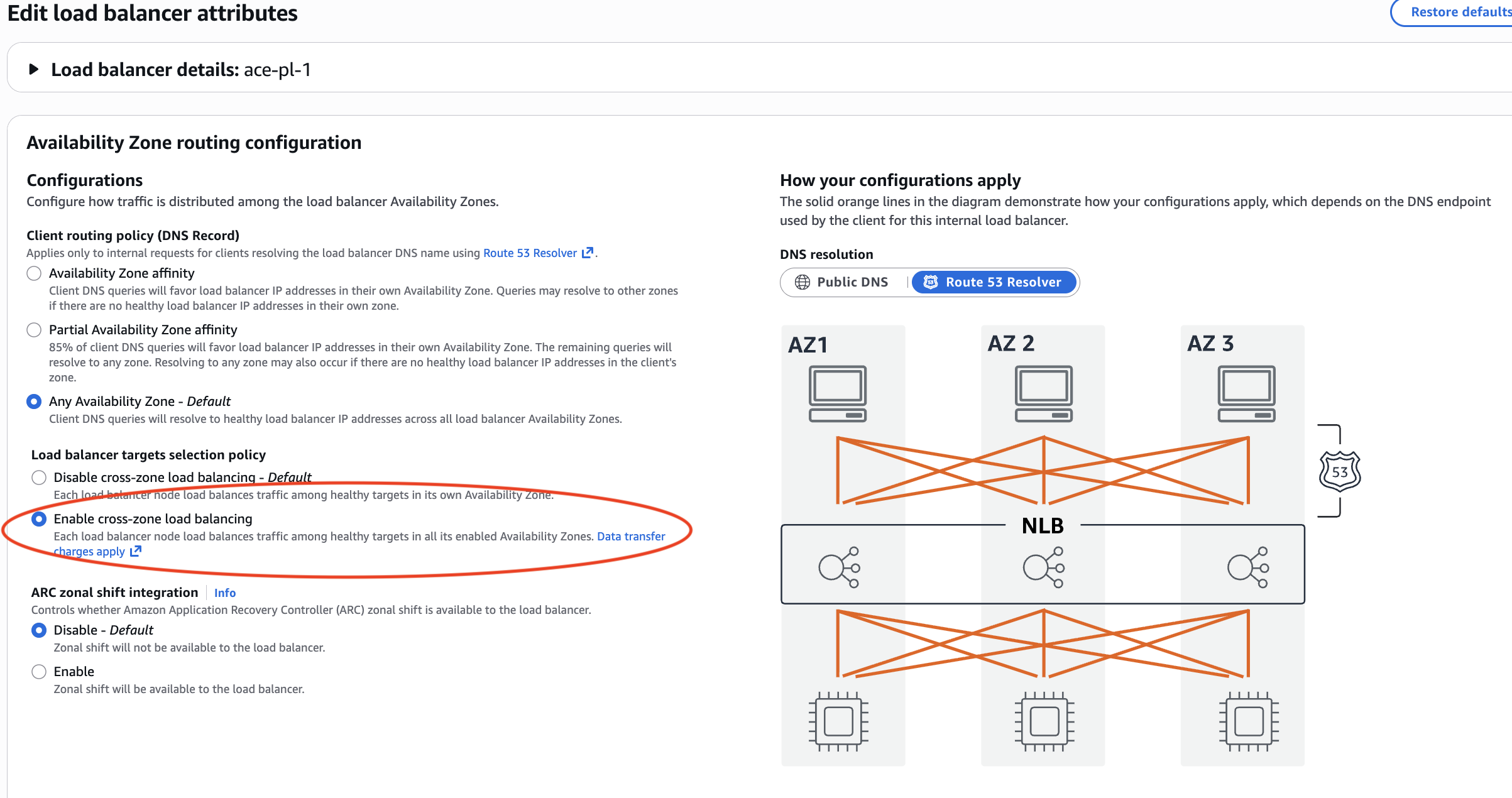Enable cross-zone load balancing
